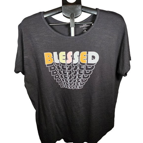 New Directions Studio M Woman's Tee Shirt BLESSED Short Sleeve Back Size M. NWT - Picture 1 of 11